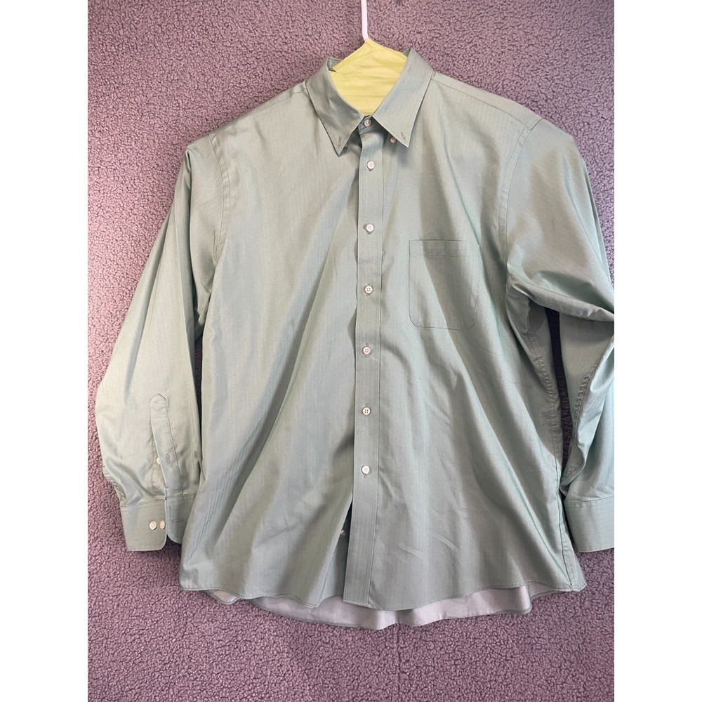 Chaps Shirt Mens 17-17.5 Regular  Fit Oxford‎ Blue Wrinkle Free